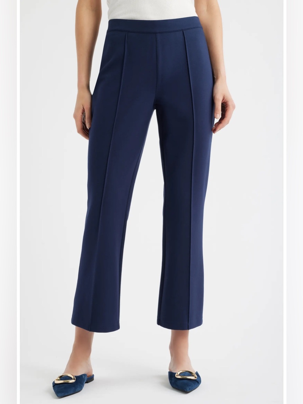 NWOT- Caslon Pull-On Stretch Ponte Kick Flare Leg Pants, Navy, size XL